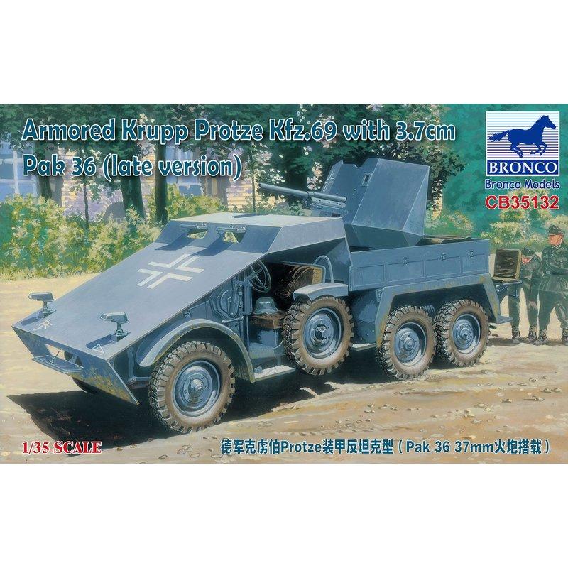 BRONCO 1/35 Armored Krupp Protze Kfz.69 with 3.7cm Pak 36 (Late Version) - La bourse des jouets