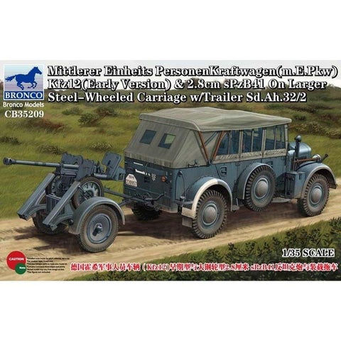 BRONCO 1/35 Kfz12(Early Version) & 2.8cm sPzB41 sur remorque Sd.Ah.32/2 - La bourse des jouets