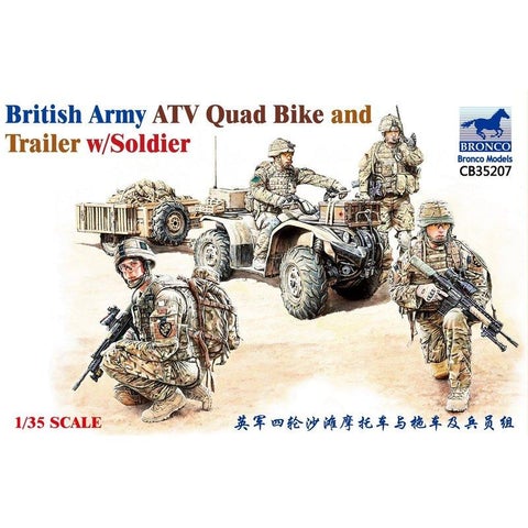 BRONCO 1/35 British Army Quad et remorque avec figurines de soldats. - La bourse des jouets